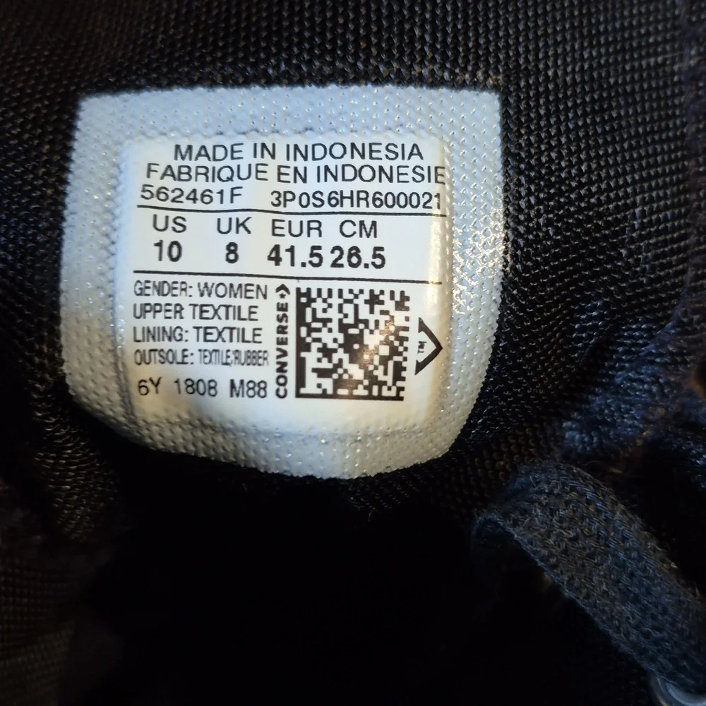 Converse Chuck Taylor All Star HI •Womens 10•Black-Icon Violet-Cool Grey - Picture 6 of 10